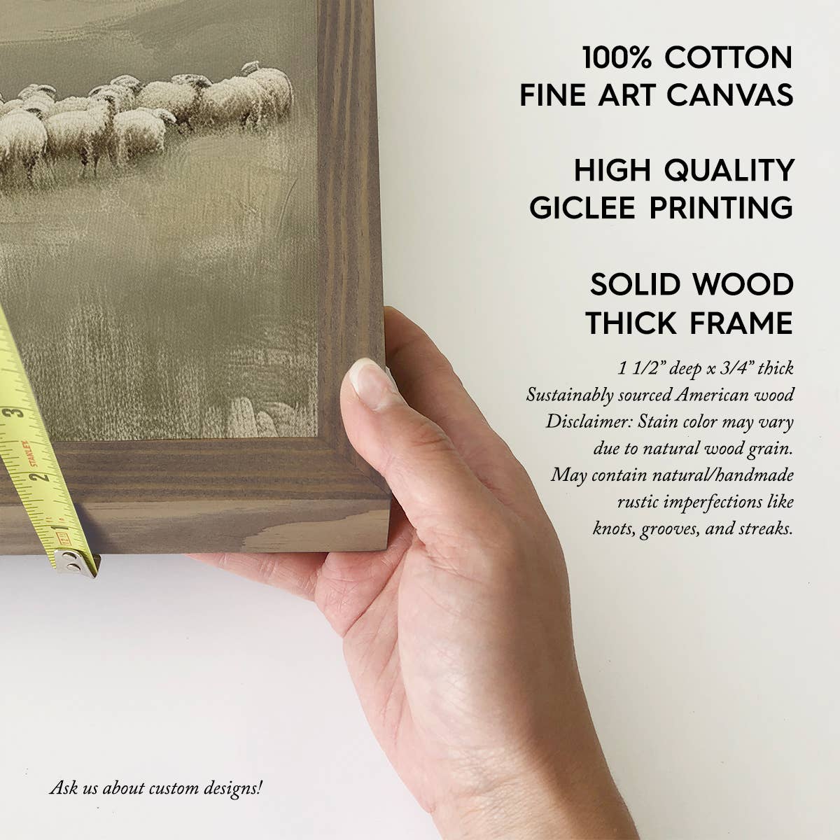 Jesus Flock of Sheep - Jesus Canvas Art - Wood Framed Decor: 12x18" Medium Canvas Art with Thick Wood Frame